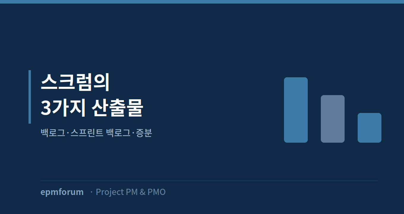 스크럼의 3가지 산출물: 제품 백로그, 스프린트 백로그, 증분 그림